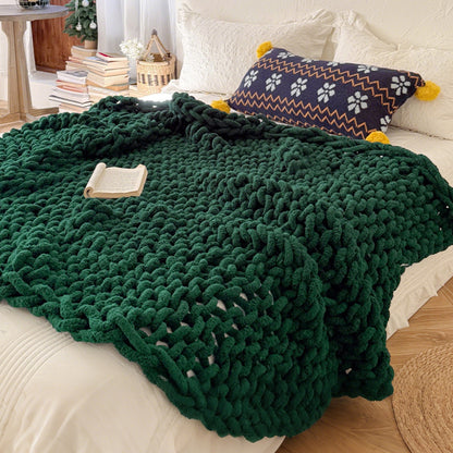 Chunky Hand-Knitted Throw Blanket