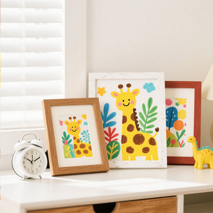 Playful Giraffe Illustration Framed Art