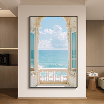 Coastal Window View Canvas Art Homeandso