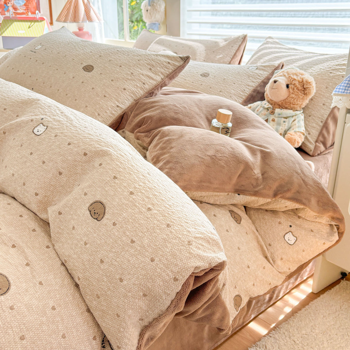 Playful Cartoon Print Duvet Cover Set Homeandso
