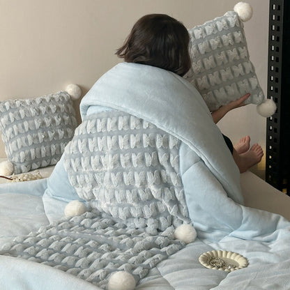 Decorative Cozy Textured Fleece Blanket Set Homeandso