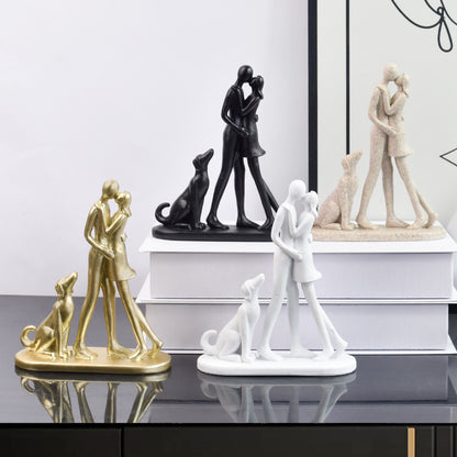 Love Couple and Dog Figurine Homeandso