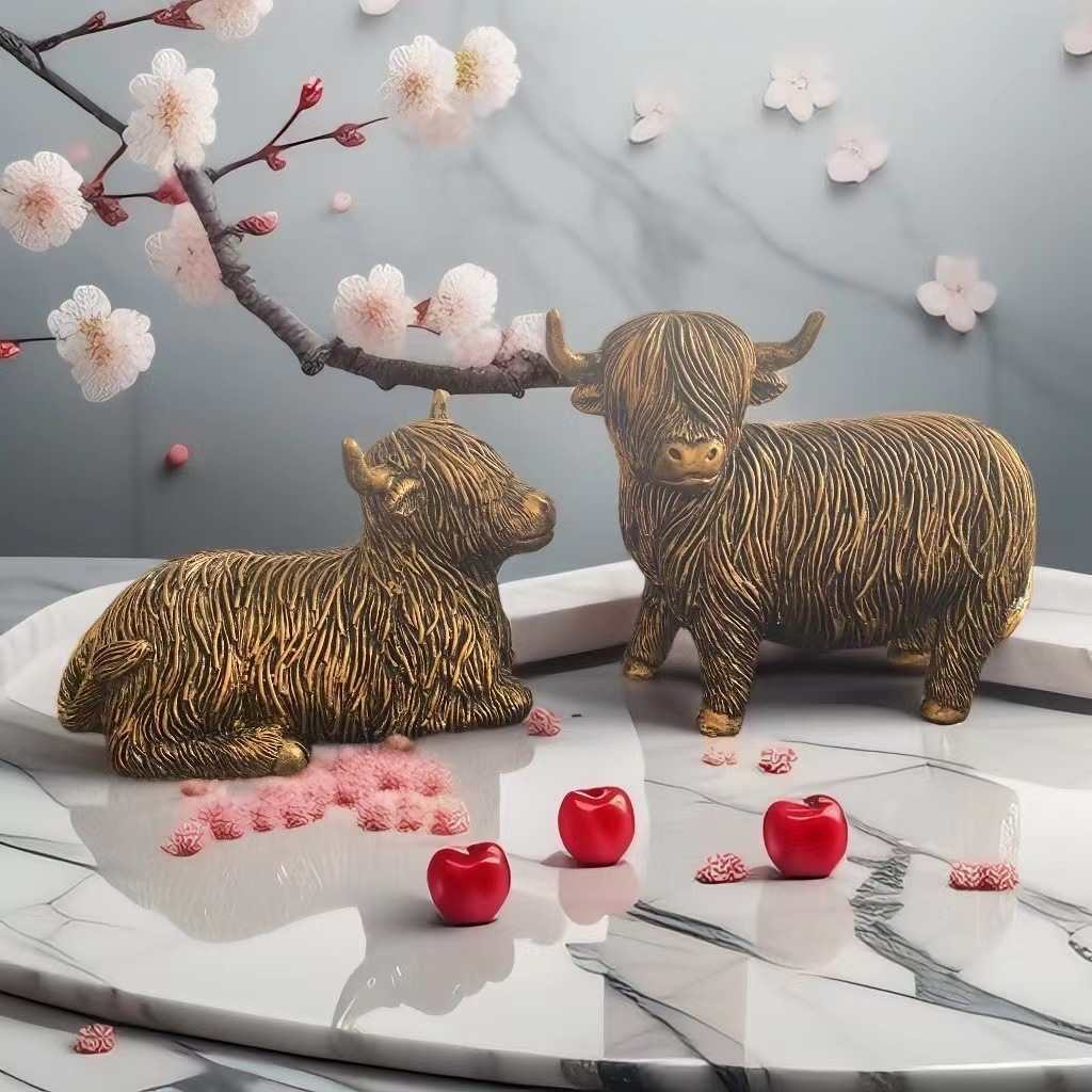 Decorative Highland Cow Figurine Homeandso