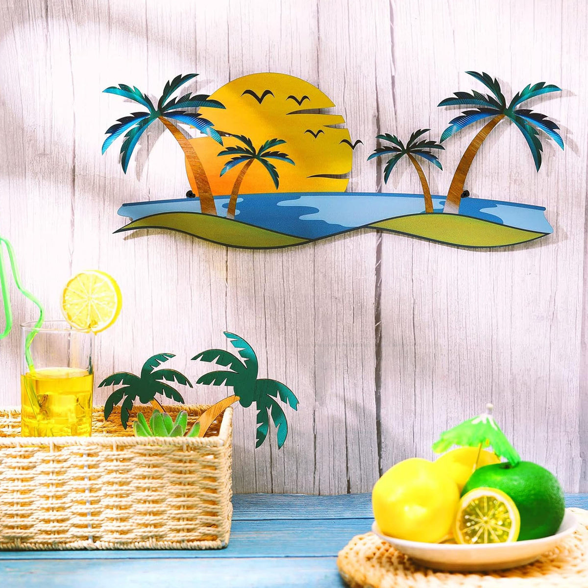 Tropical Sunset Metal Wall Art Homeandso