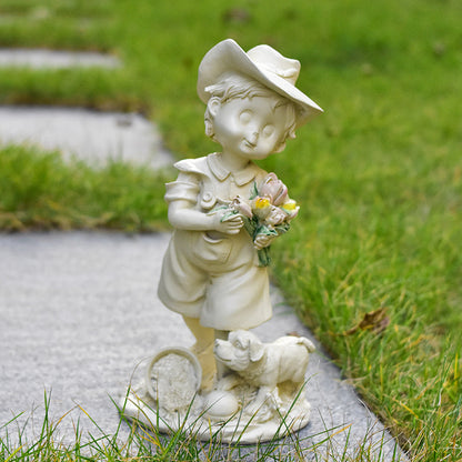 Charming Child and Dog Figurine Homeandso