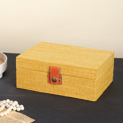 Fabric Storage Box with Leather Handle Homeandso