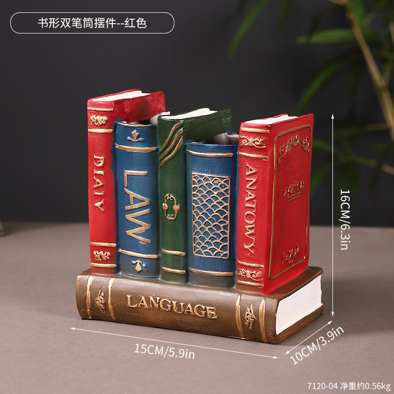 Decorative Book-Shaped Pen Holder Homeandso