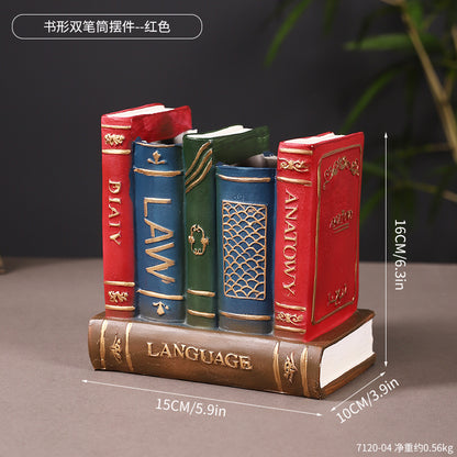 Decorative Book-Shaped Pen Holder Homeandso