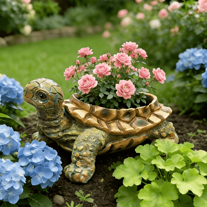 Turtle-Shaped Decorative Planter Homeandso