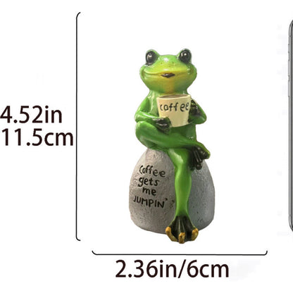 Coffee-Themed Frog Figurine Homeandso