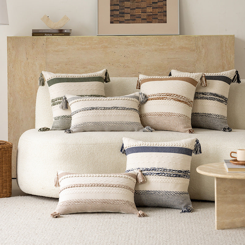 Textured Woven Fringe Pillow