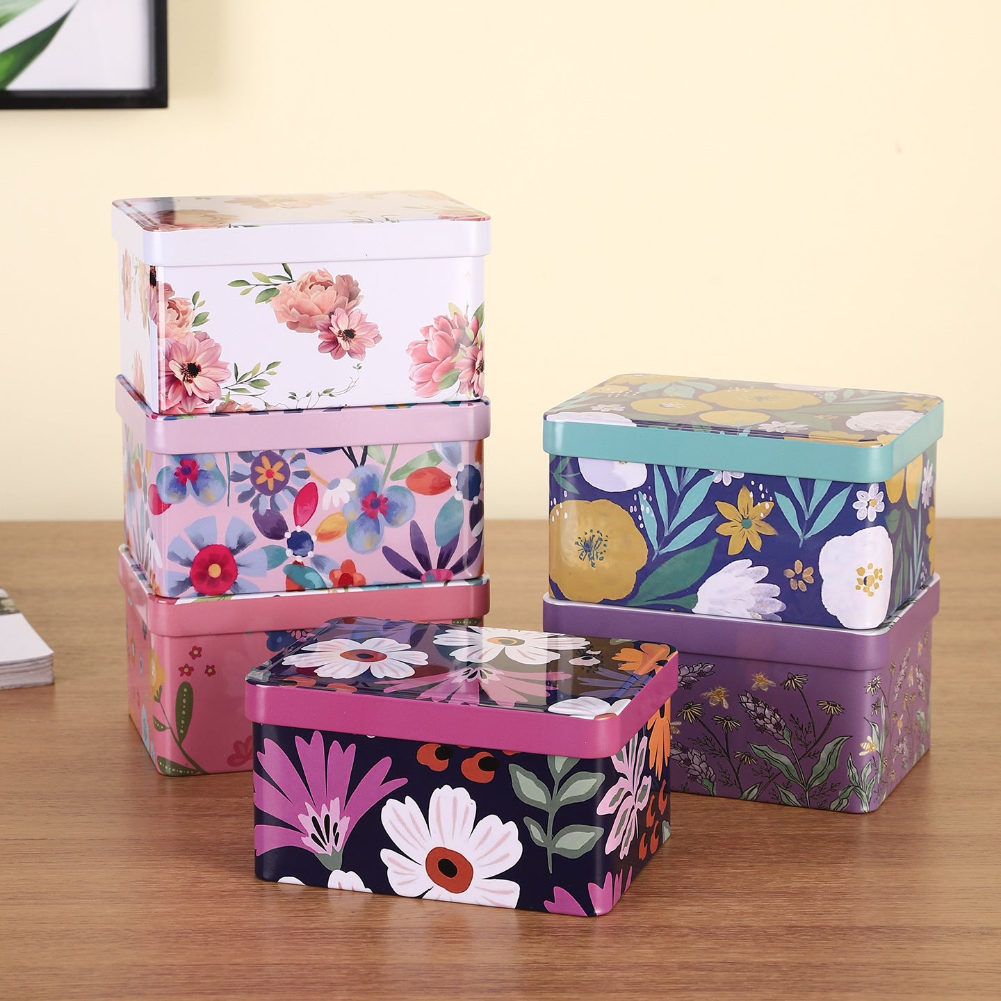 Floral Decorative Storage Tin Homeandso