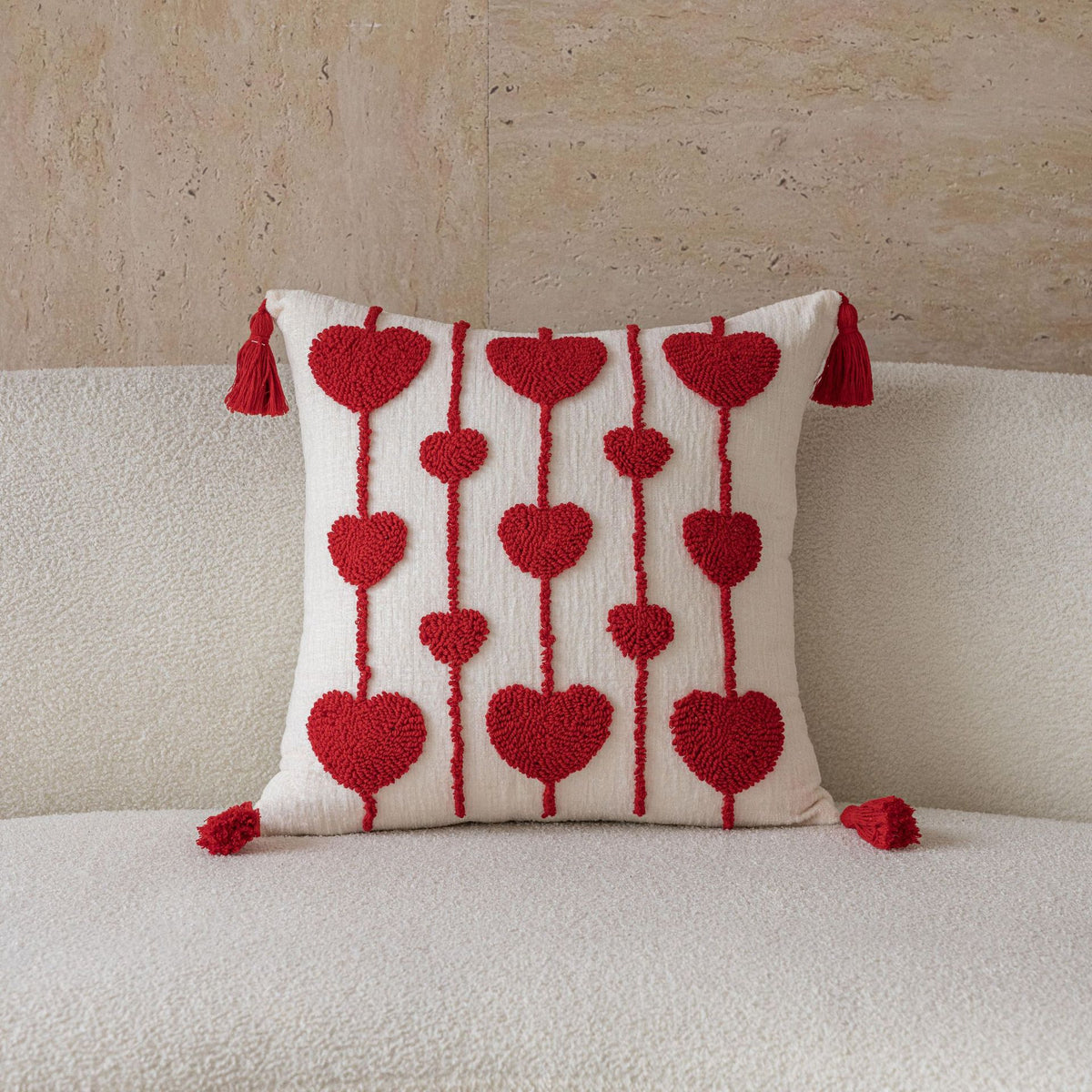 Textured Love Embroidered Throw Pillow