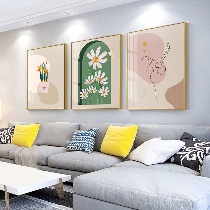 Decorative Framed Art Print with Abstract Floral Design Homeandso