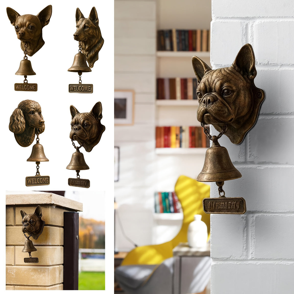 Decorative Bulldog Head Doorbell Homeandso