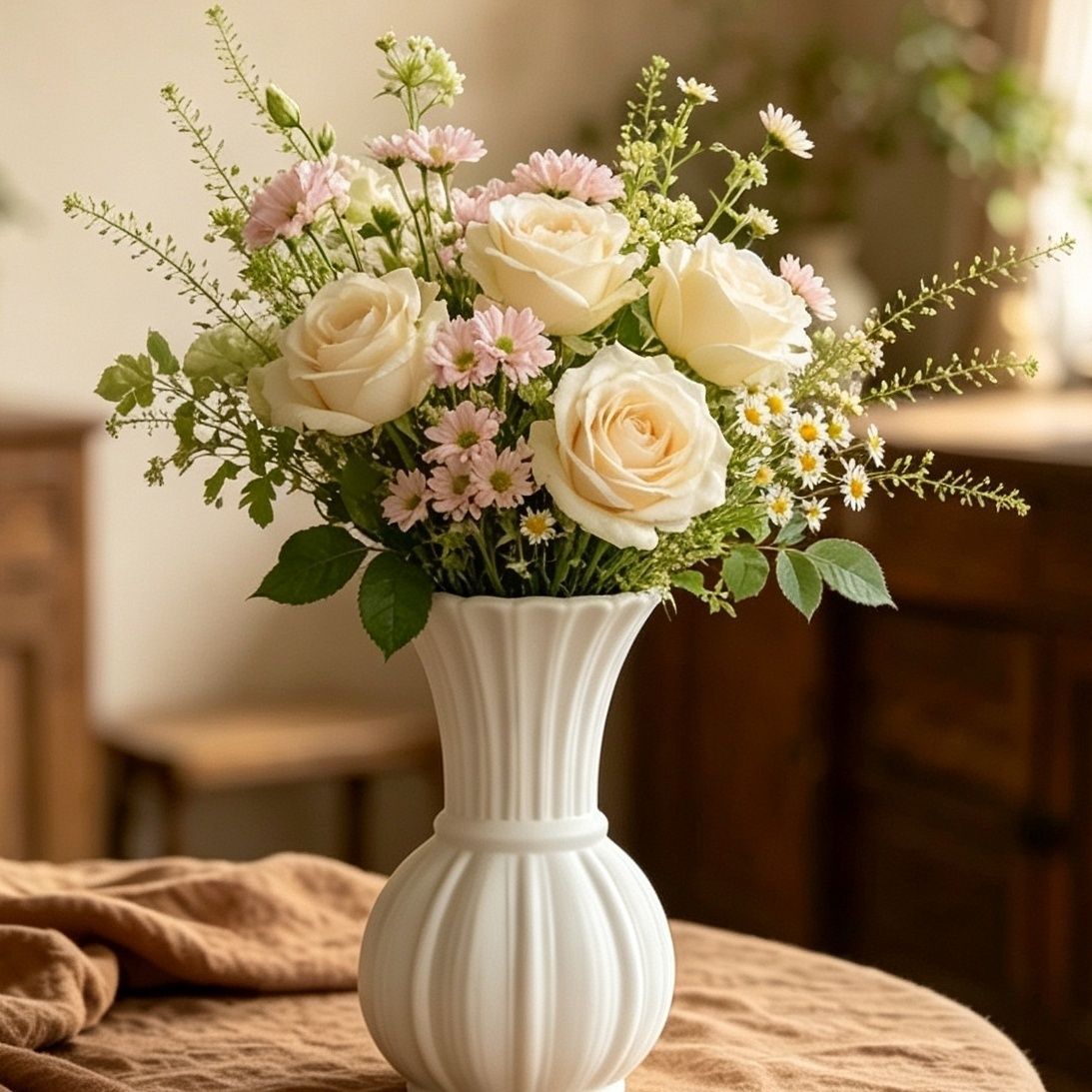 Elegant Ribbed Flower Vase