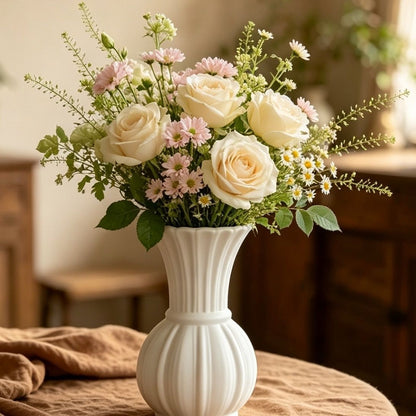 Elegant Ribbed Flower Vase