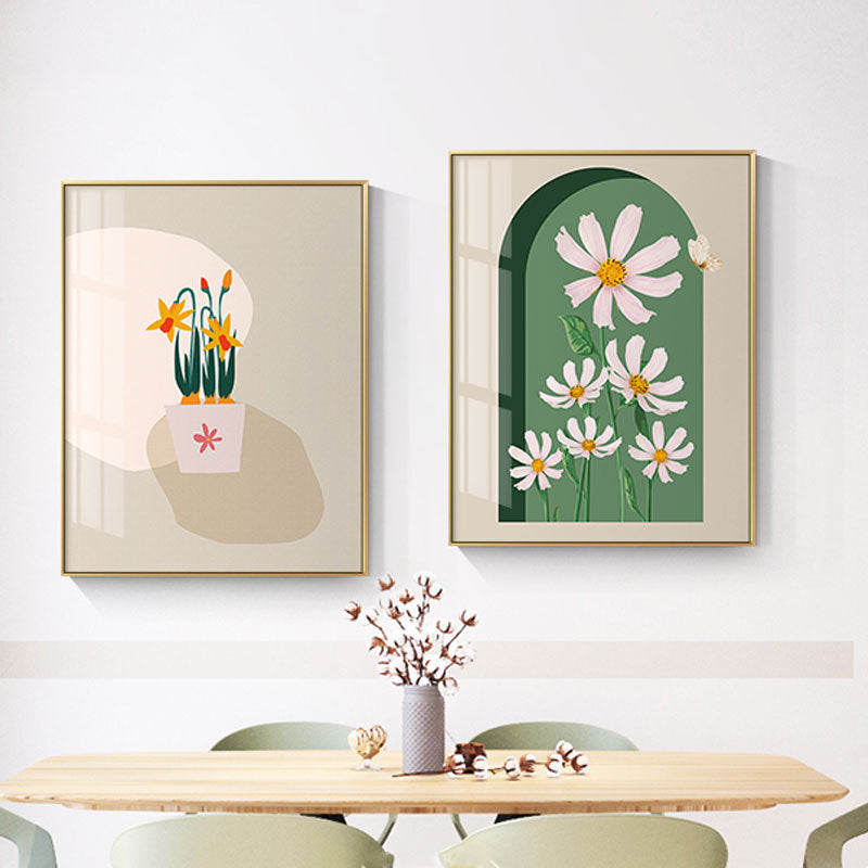 Decorative Framed Art Print with Abstract Floral Design Homeandso