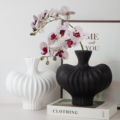 Decorative Ribbed Ceramic Vase Homeandso