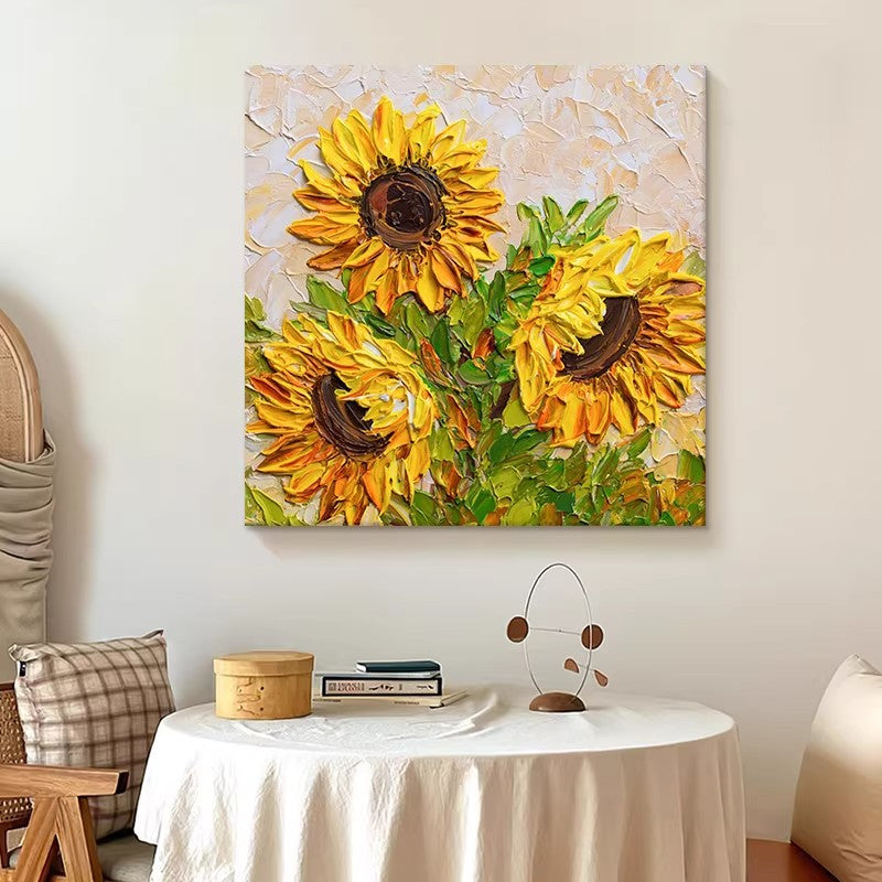 Textured Sunflower Relief Canvas Artwork Homeandso