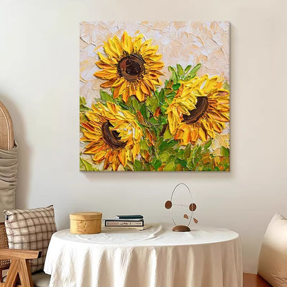 Textured Sunflower Relief Canvas Artwork Homeandso