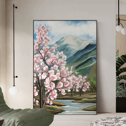 Framed Cherry Blossom Landscape Art Homeandso