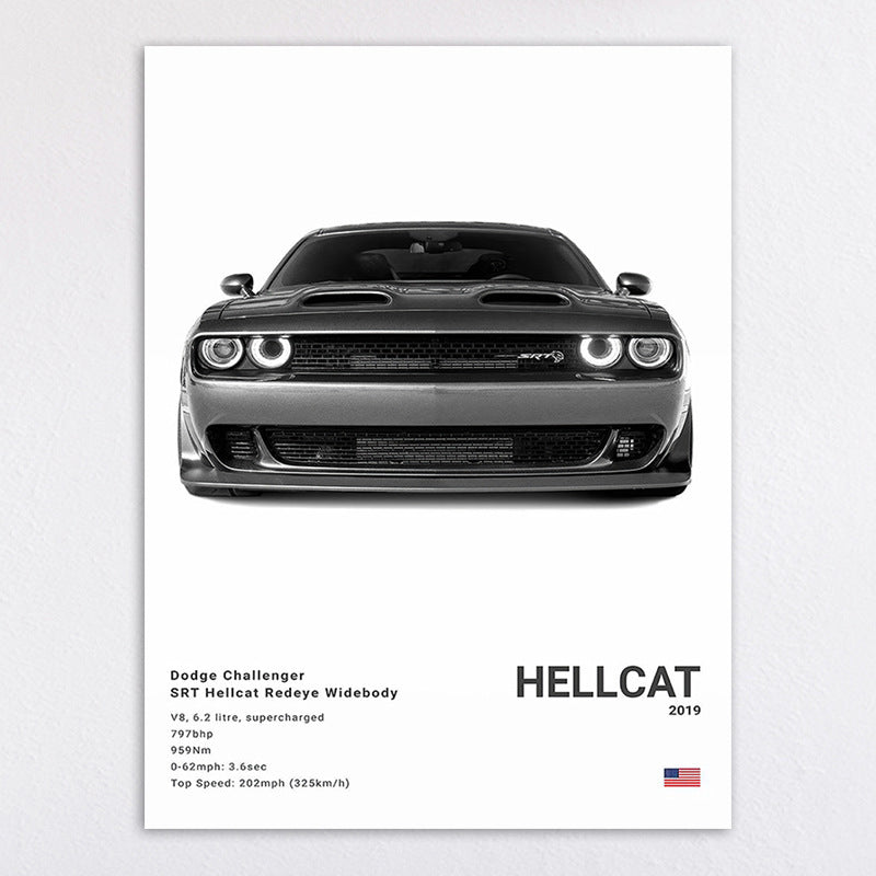 Vintage-Inspired Ford Mustang GT500 Art Print Homeandso