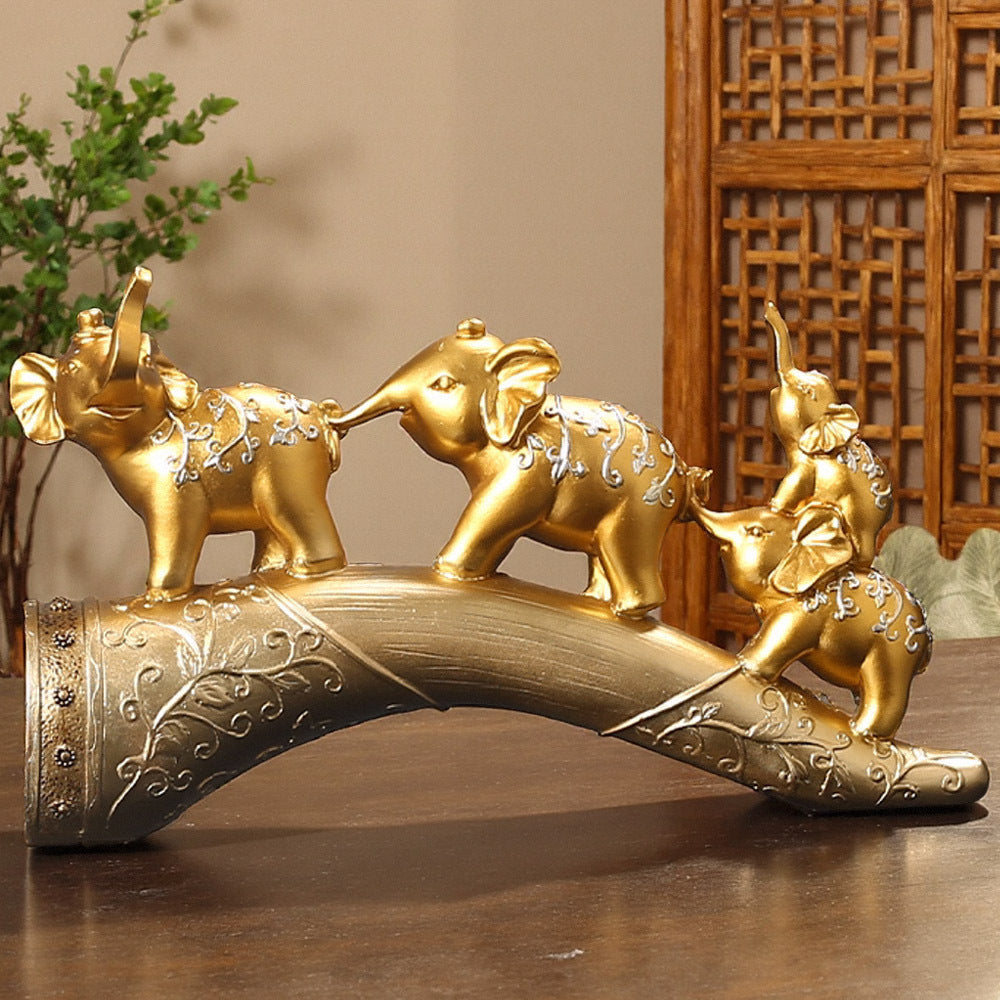 Decorative Elephant Family Sculpture Homeandso