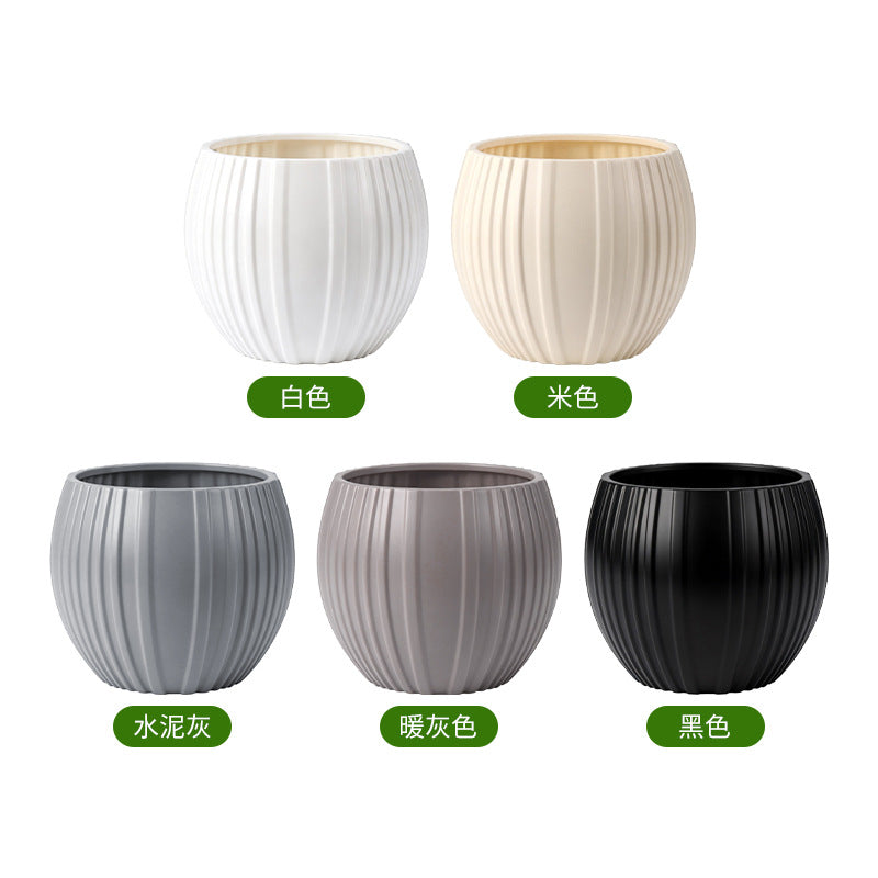 Elegant Ribbed Ceramic Planter Homeandso