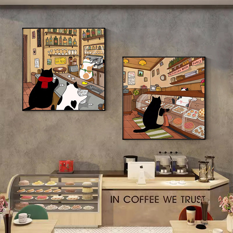 Whimsical Cat-Themed Art Print Homeandso