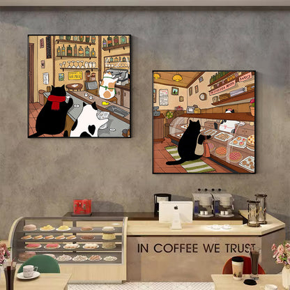 Whimsical Cat-Themed Art Print Homeandso