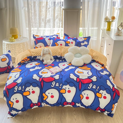 Playful Floral Cartoon Duvet Cover Set Homeandso