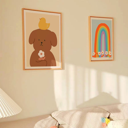 Cute Cartoon Pet-Themed Framed Wall Art Homeandso