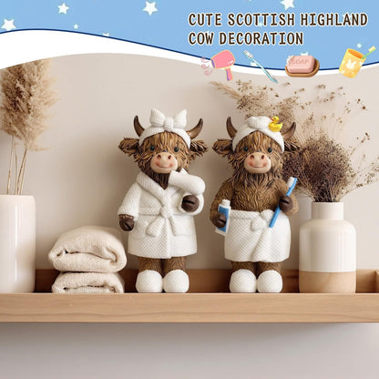 Whimsical Highland Cow Bathroom Figurine Homeandso