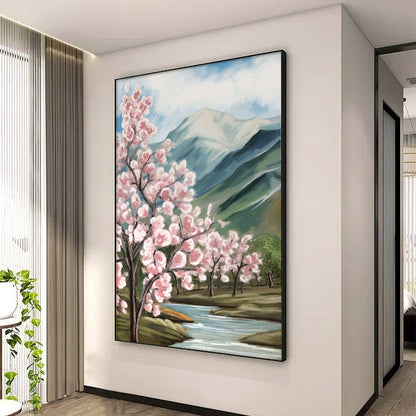Framed Cherry Blossom Landscape Art Homeandso