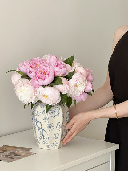 Elegant Floral Embellished Ceramic Vase