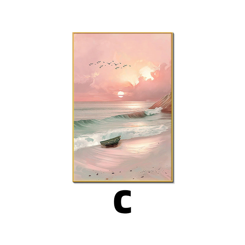 Framed Coastal Sunset Landscape Artwork Homeandso
