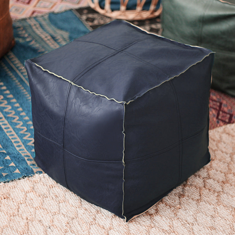 Faux Leather Upholstered Floor Pouf