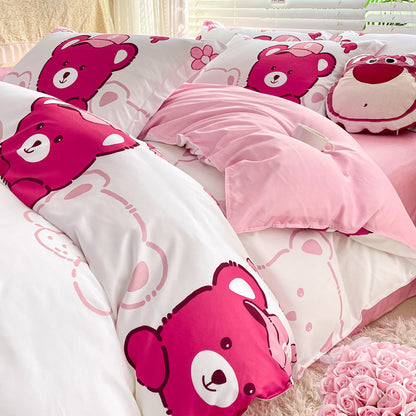 Playful Floral Cartoon Duvet Cover Set Homeandso