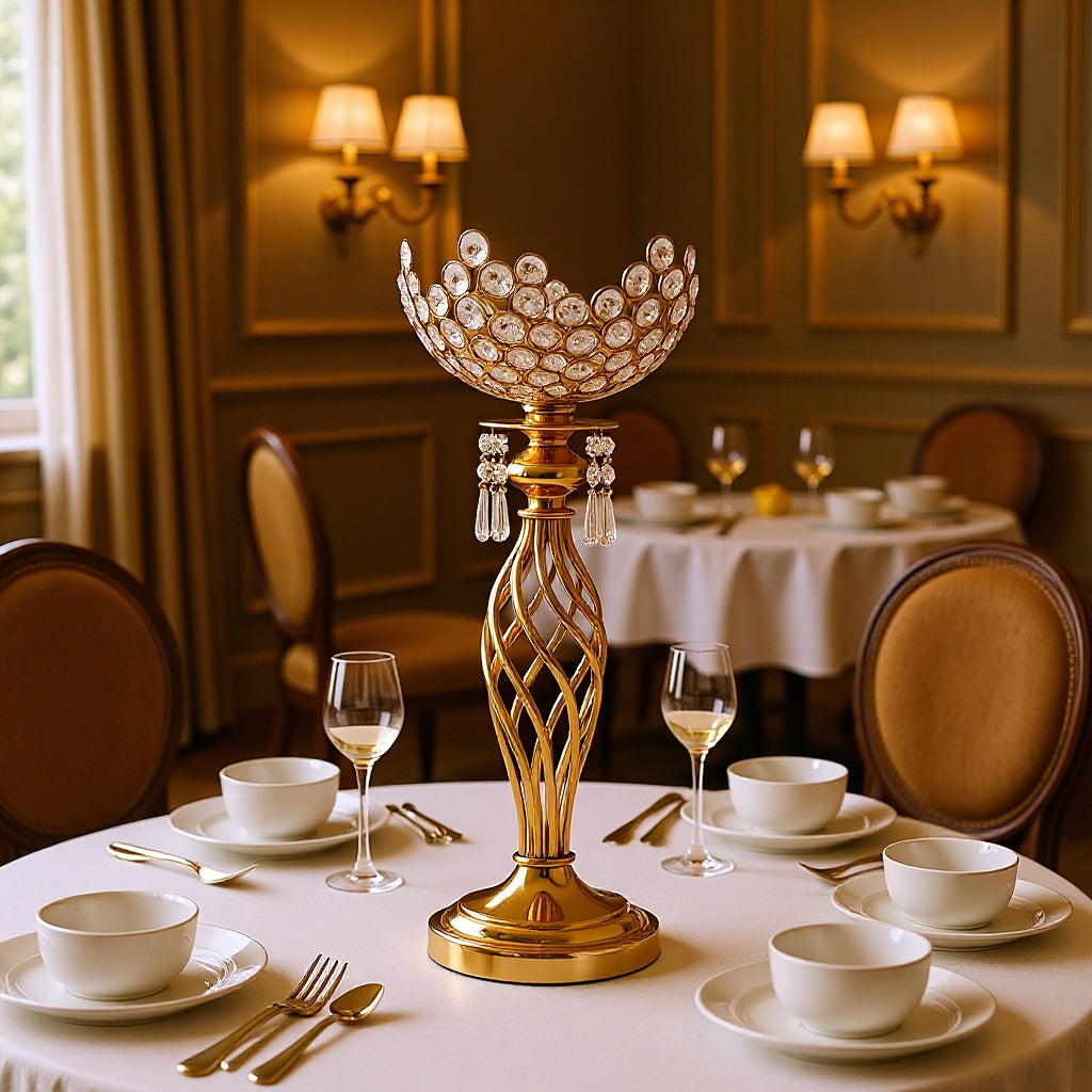 Luxurious Crystal-Embellished Decorative Centerpiece
