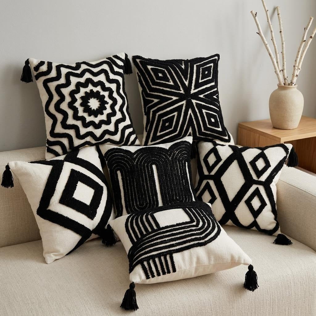 Geometrisch gemustertes Textil-Wurfkissen