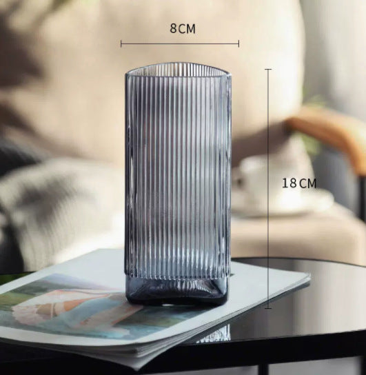 Stylish Vertical Striped Glass Vase