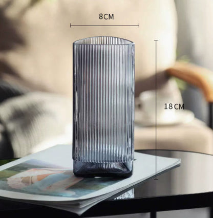 Stylish Vertical Striped Glass Vase