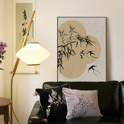 Decorative Wall Art with Bamboo and Bird Motif Homeandso