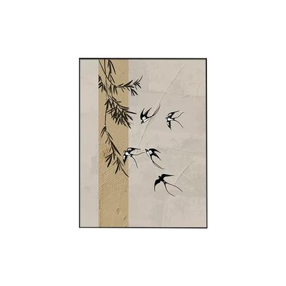 Decorative Wall Art with Bamboo and Bird Motif Homeandso