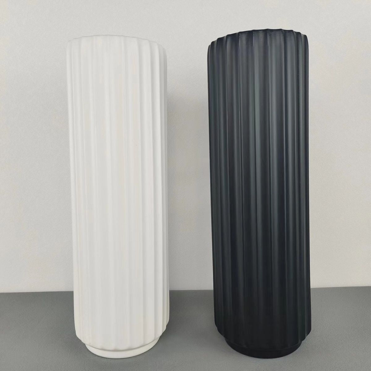 Tall Vertical Ribbed Decorative Vase
