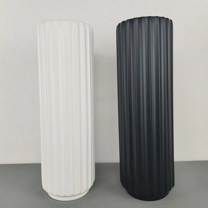 Tall Vertical Ribbed Decorative Vase