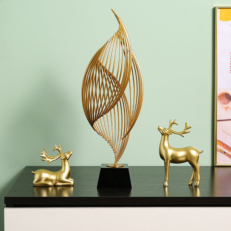 Elegant Metallic Wave Sculpture Homeandso