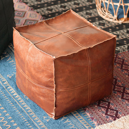Faux Leather Upholstered Floor Pouf