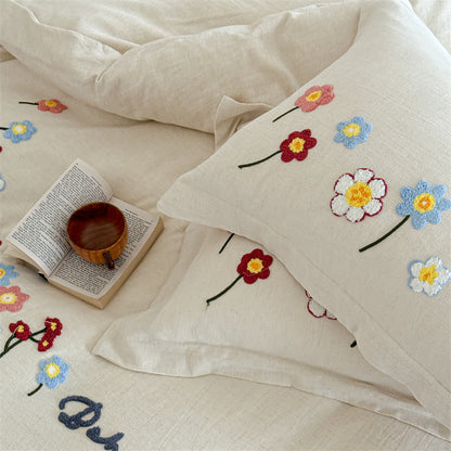 Decorative Embroidered Floral Bedding Set Homeandso